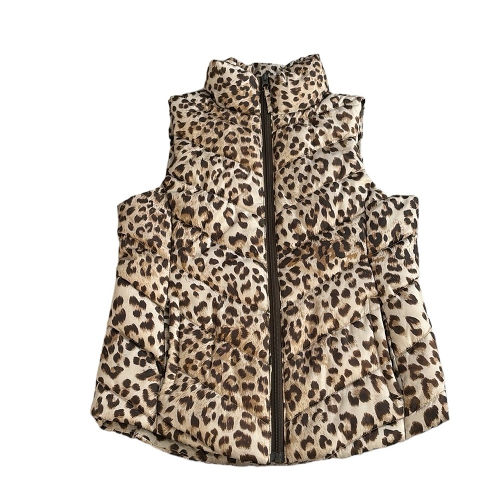 Leopard Animal Print Puffer Vest Size Small